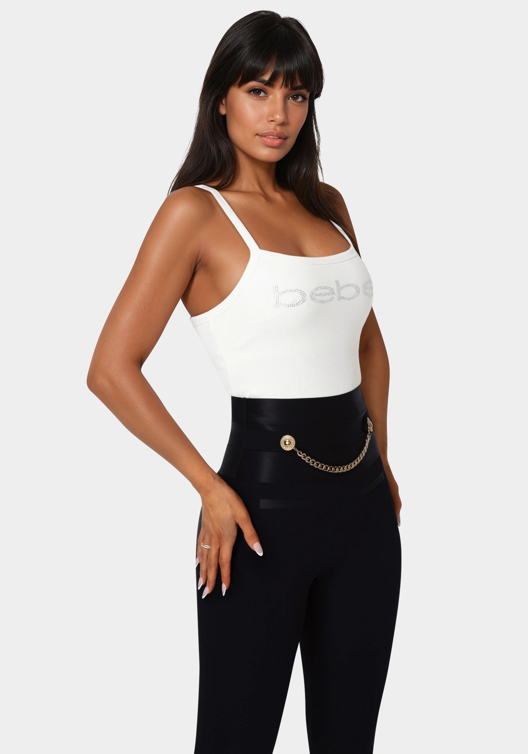Bebe Logo Racer Back Rib Tank – bebe