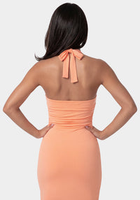 Back View-Halter Knit Top-PAPAYA PUNCH