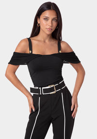 Detail View-OFF SHOULDER CHARMED TOP-BLACK