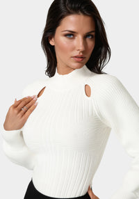 Other View-Long Sleeve Ribbed-Knit Top-White Alyssum