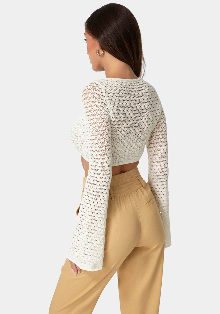 Back View-RESORT CROCHET KNIT TOP-SUNDUST