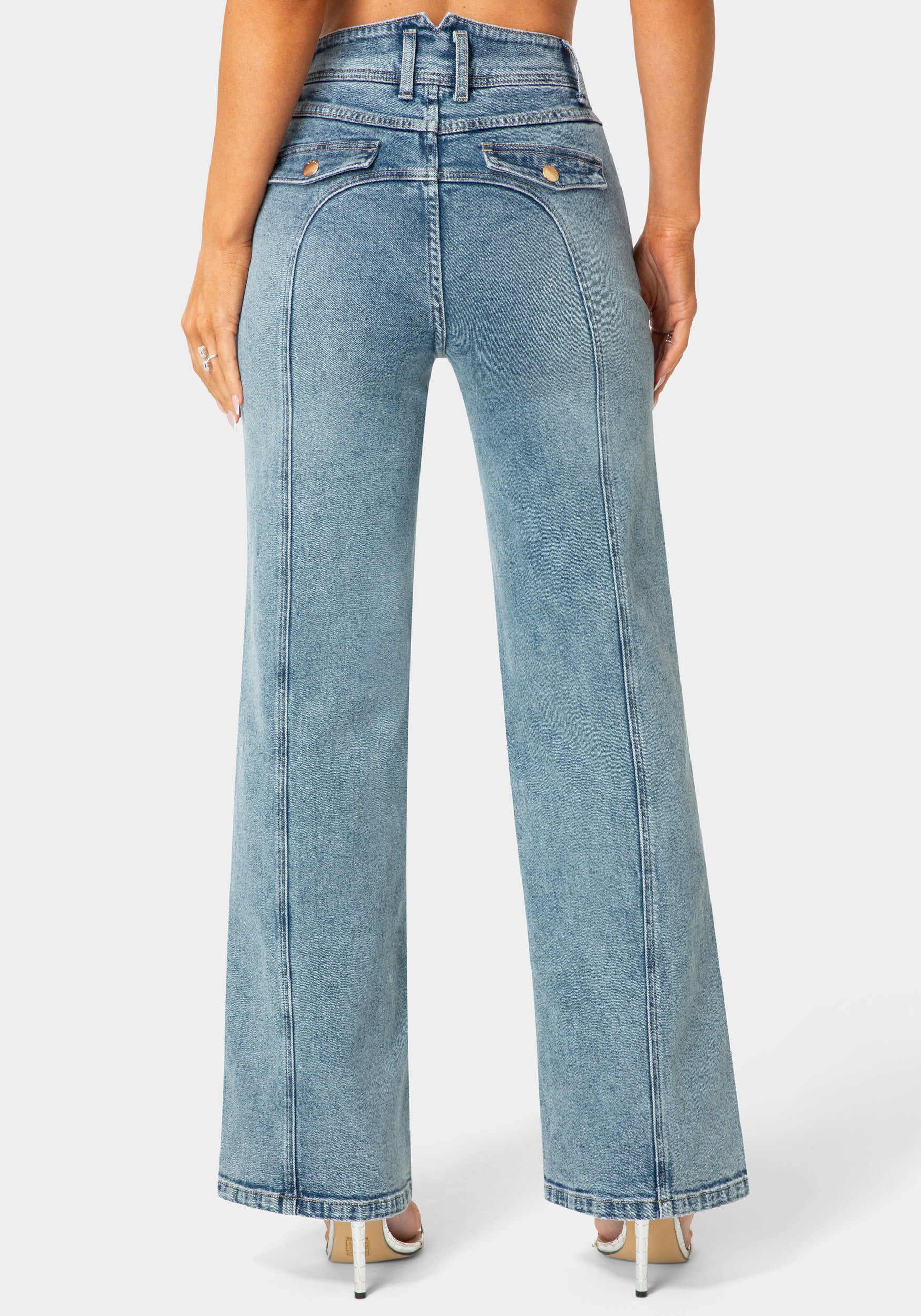 Natural Waist Embellished Wide Leg Jeans – bebe