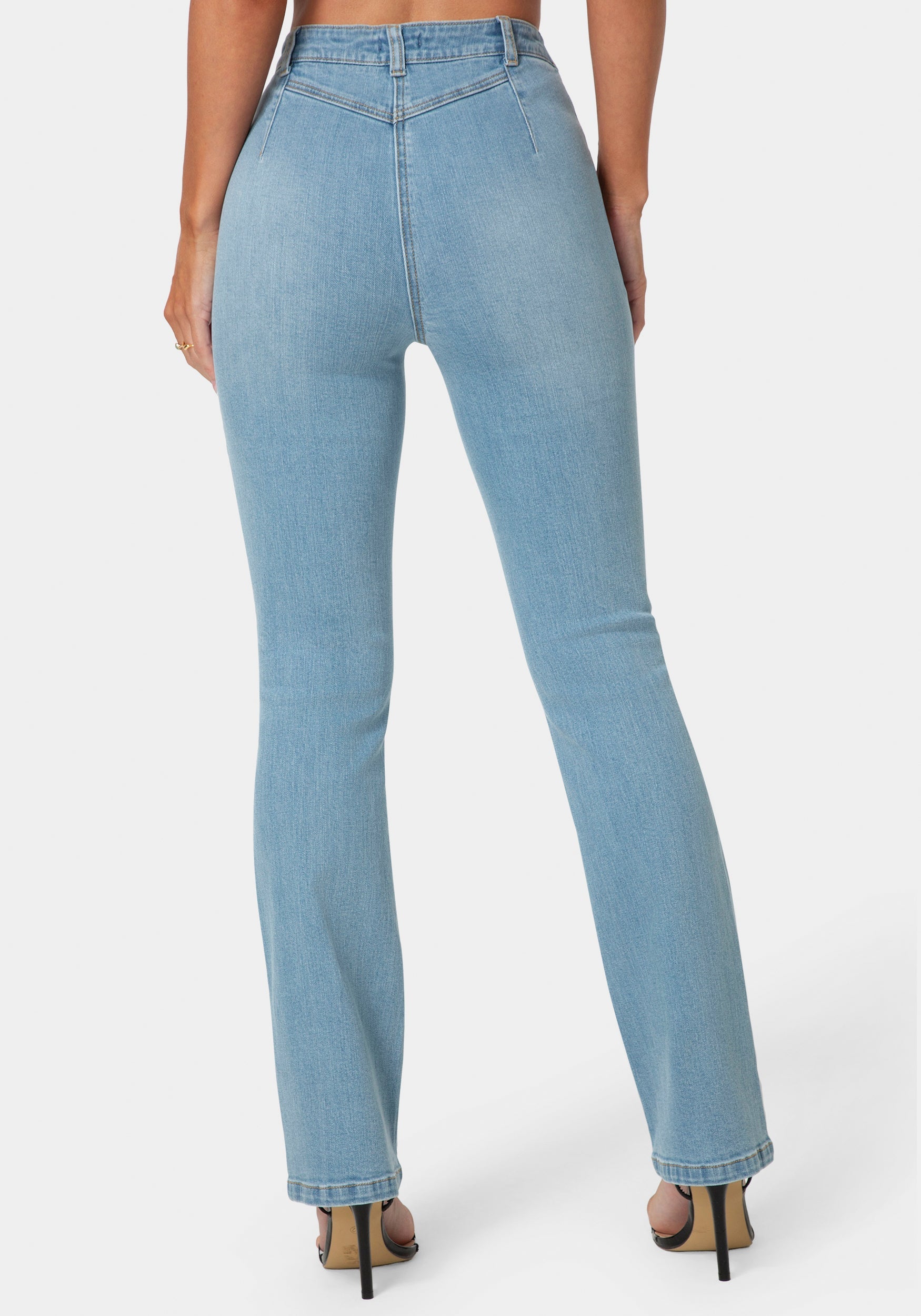 Back View-Natural Waist Straight Leg Jeans-SPIRIT BLUE WASH