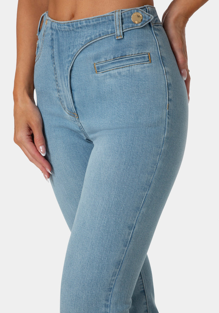 Side View-Natural Waist Straight Leg Jeans-SPIRIT BLUE WASH
