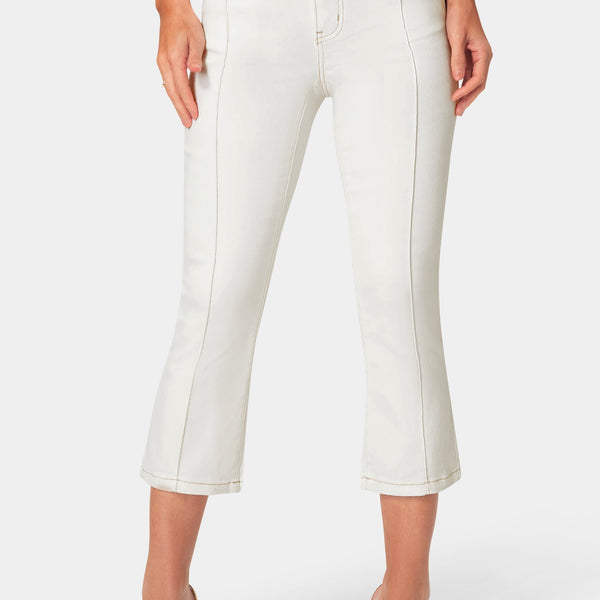 Front View-Natural Waist Ankle Lenght Boot Cut Jeans-Blue Obession Wash