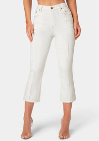 Front View-Natural Waist Ankle Lenght Boot Cut Jeans-Blue Obession Wash