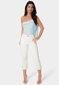 Detail View-Natural Waist Ankle Lenght Boot Cut Jeans-Blue Obession Wash