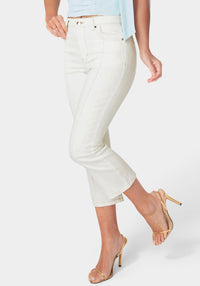 Side View-Natural Waist Ankle Lenght Boot Cut Jeans-Blue Obession Wash