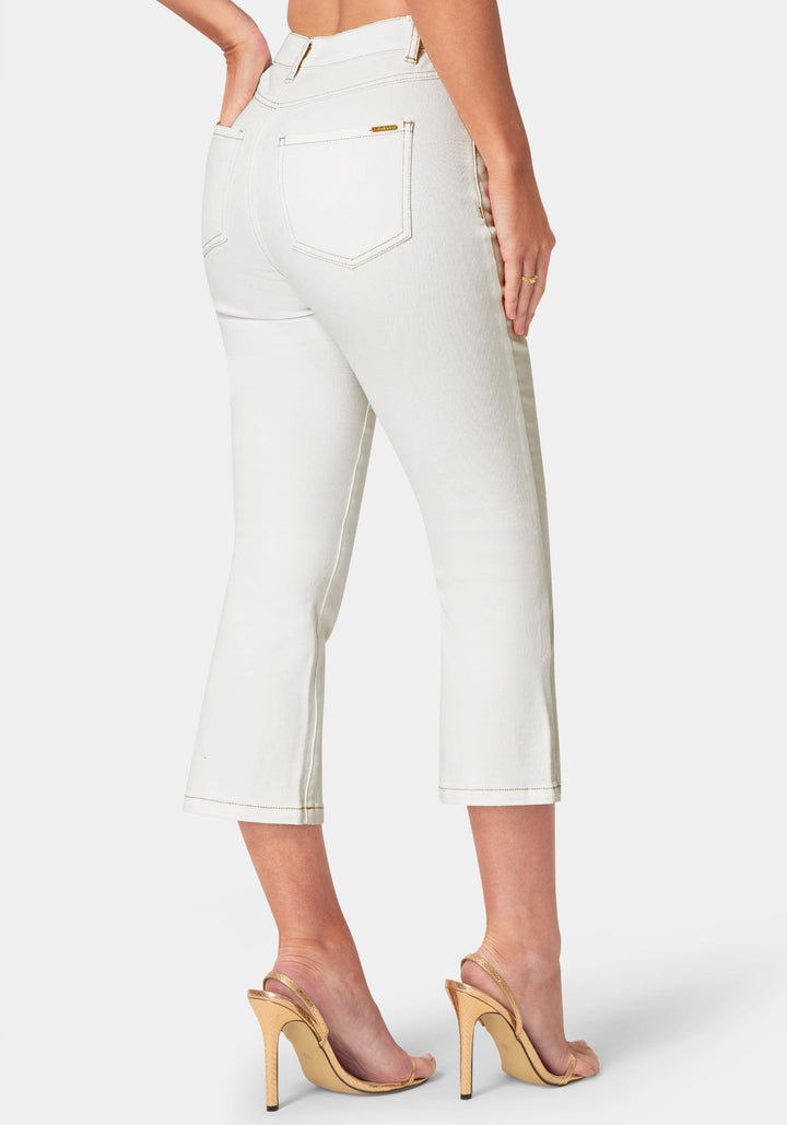 Back View-Natural Waist Ankle Lenght Boot Cut Jeans-Blue Obession Wash