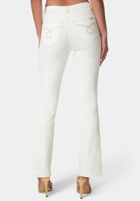 Back View-LOW WAIST MINI BOOTCUT DENIM-SOFT WHITE WASH