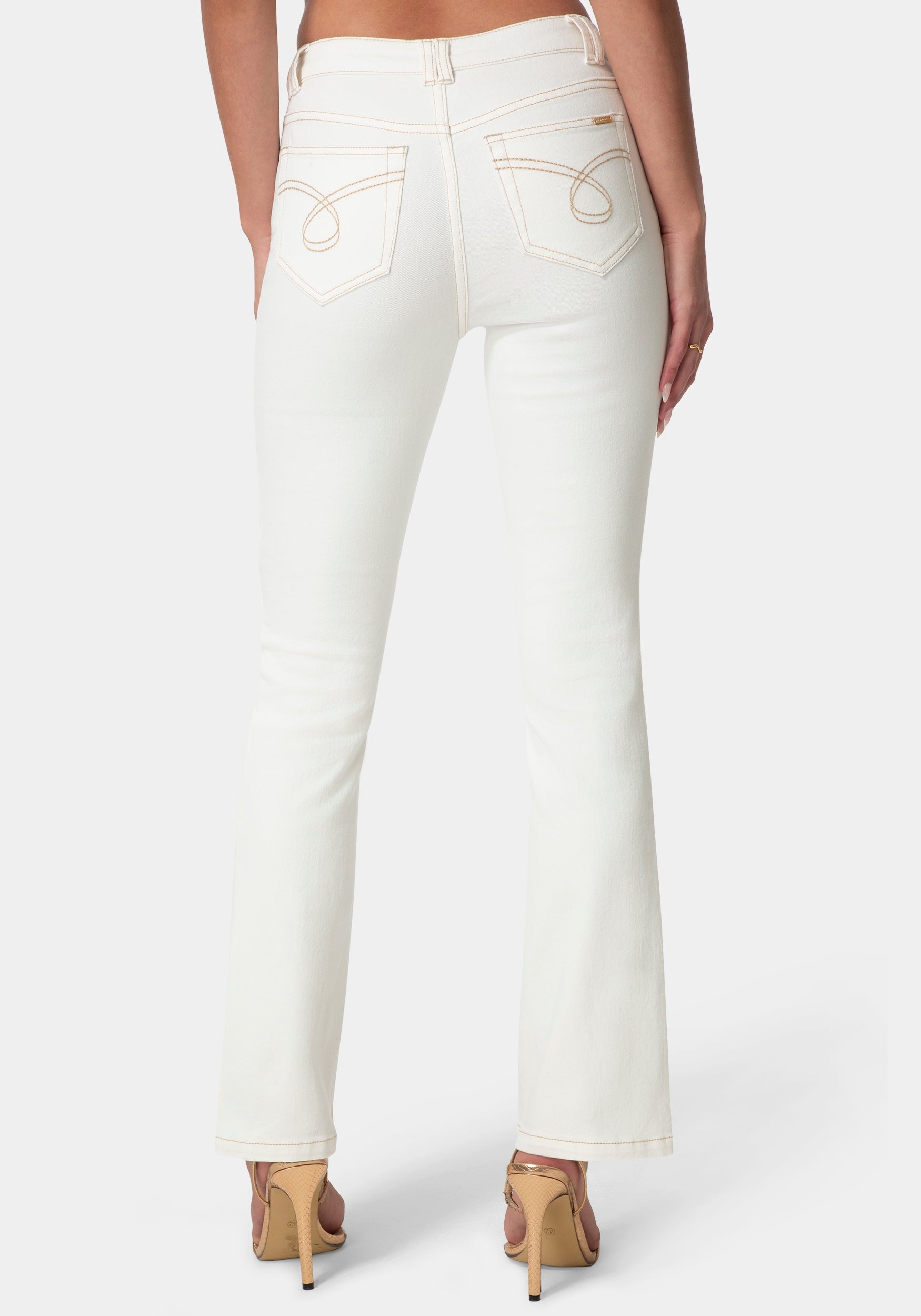 Back View-LOW WAIST MINI BOOTCUT DENIM-SOFT WHITE WASH