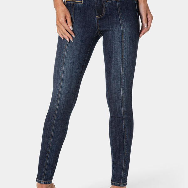 Front View-SKINNY ZIPPER DETAIL JEANS-MIDNIGHT BLUE WASH