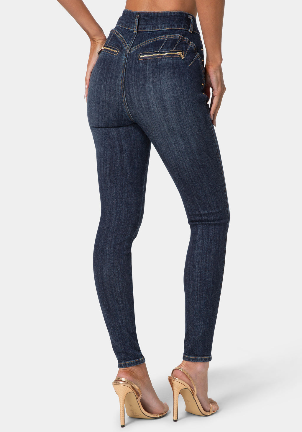 Back View-SKINNY ZIPPER DETAIL JEANS-MIDNIGHT BLUE WASH