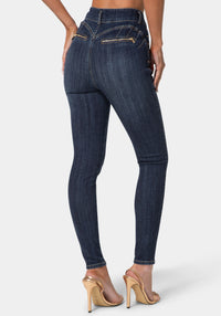Back View-SKINNY ZIPPER DETAIL JEANS-MIDNIGHT BLUE WASH