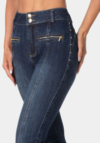 Other View-SKINNY ZIPPER DETAIL JEANS-MIDNIGHT BLUE WASH