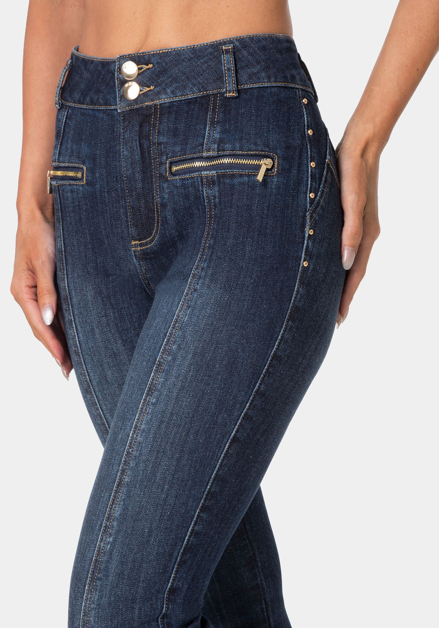 Other View-SKINNY ZIPPER DETAIL JEANS-MIDNIGHT BLUE WASH
