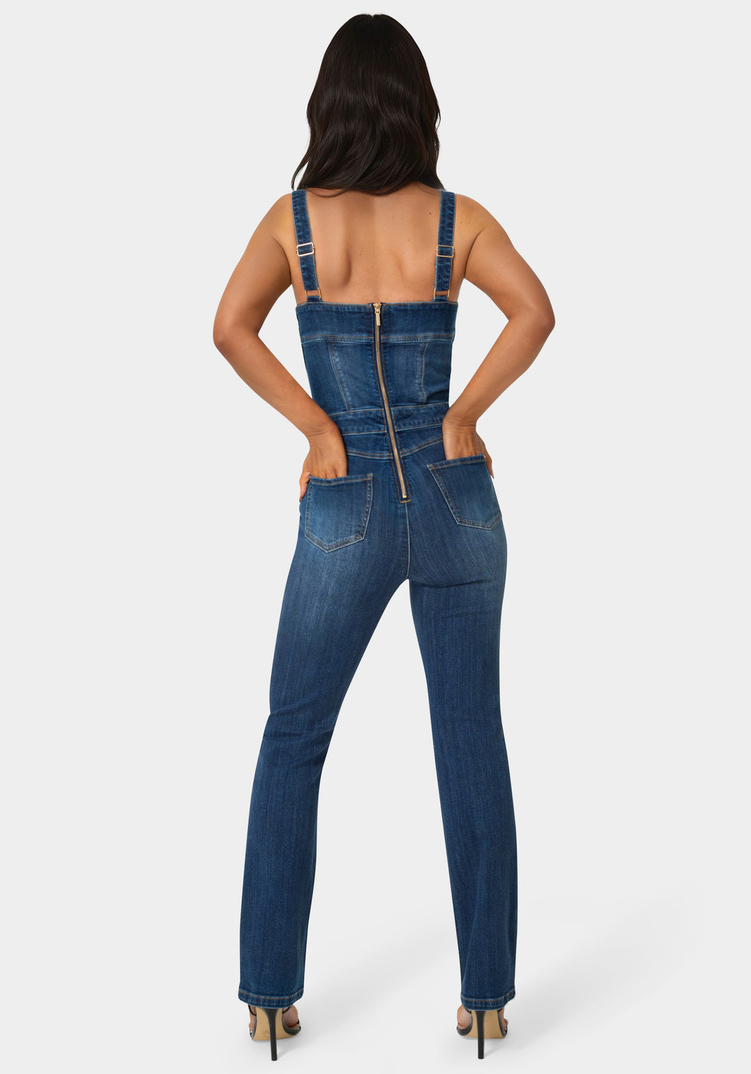 Back view - Denim Overall Jumpsuit - True Blue Wash