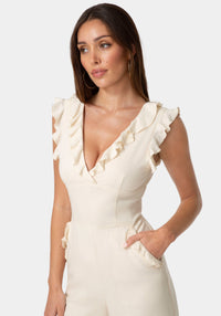 Other View-Linen Ruffled Palazzo Leg Jumpsuit-VANILLA HEAT