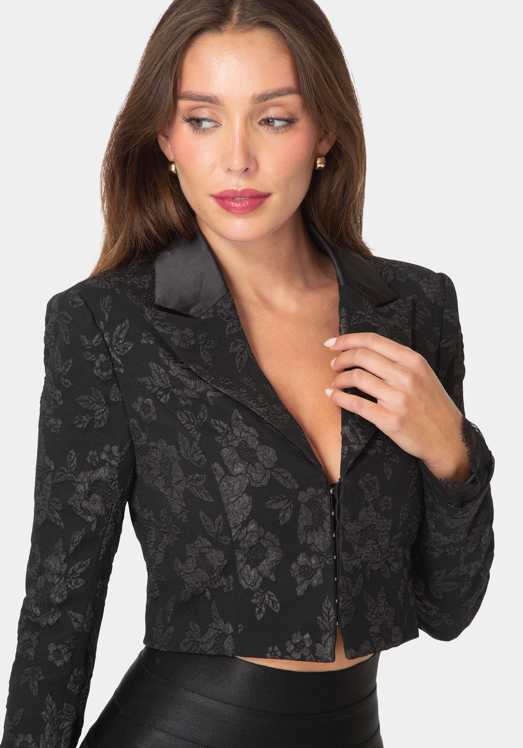 Other View-Tailored Floral Jacquard Blazer-BLACK