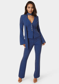 Additional view - Tailored Stripe Scarf Blazer - Blue Intention Pinstripe
