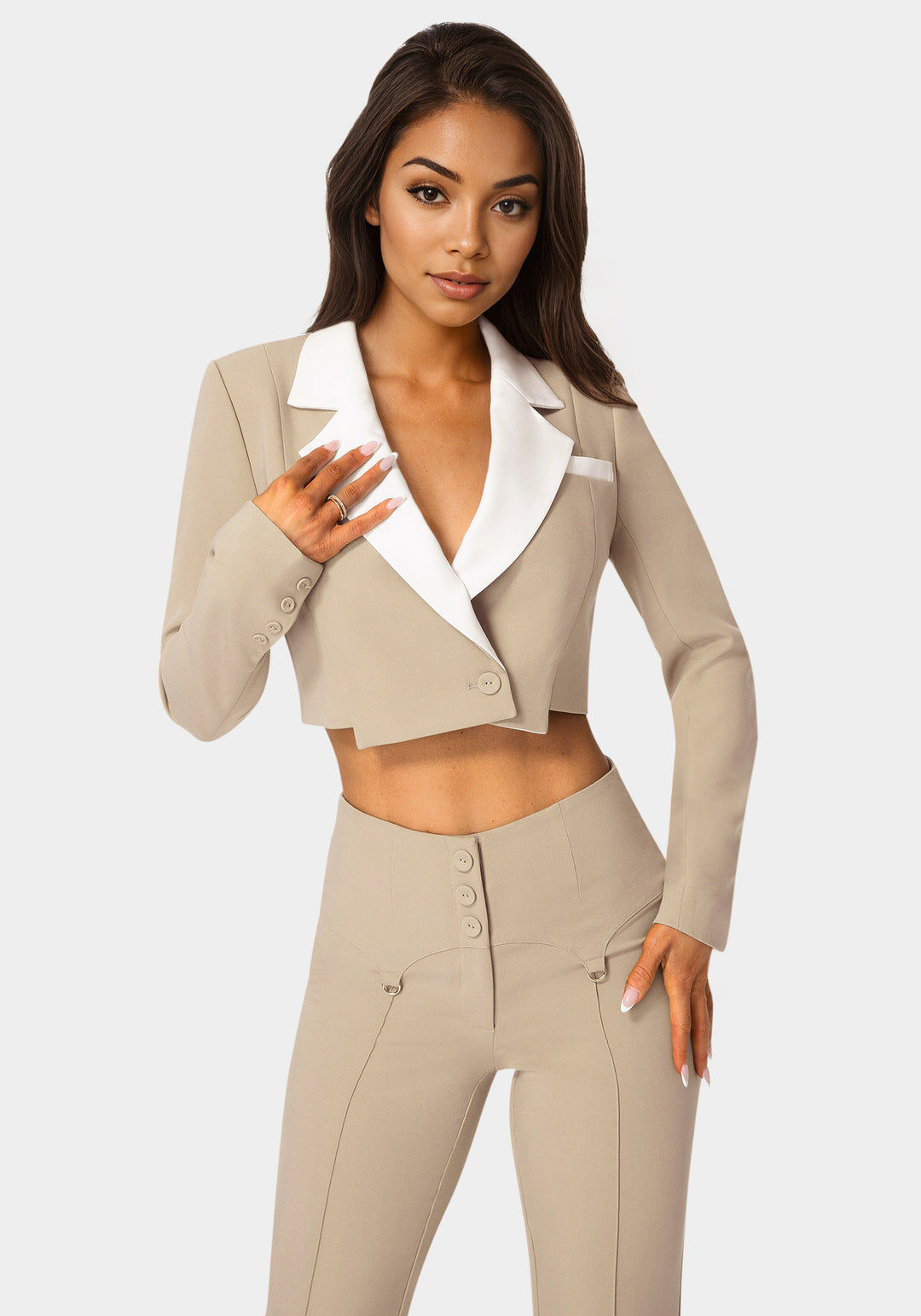 Front view - Tailored Two Tone Blazer - Bare Affair
