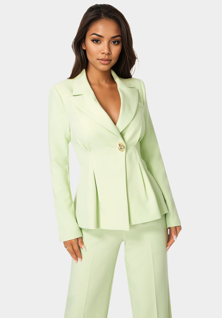 Front view - Tailored Pleat Details Blazer - Mint To Be