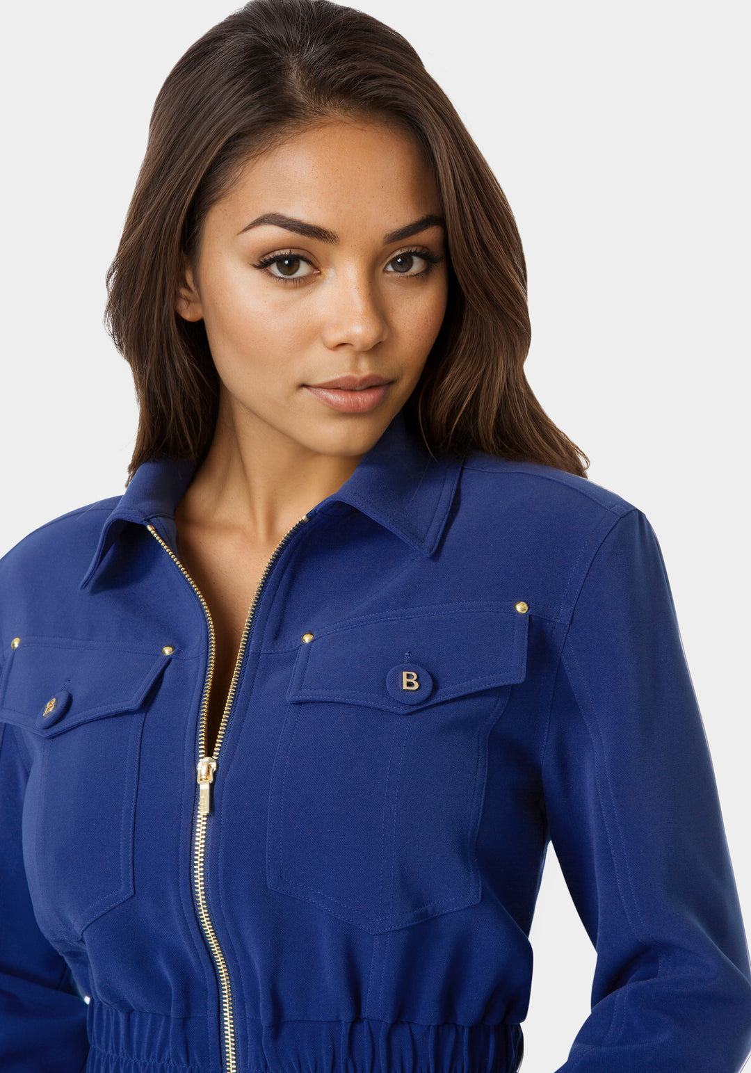 Detail view - Chest Pocket Cropped Jacket - Blue Intention
