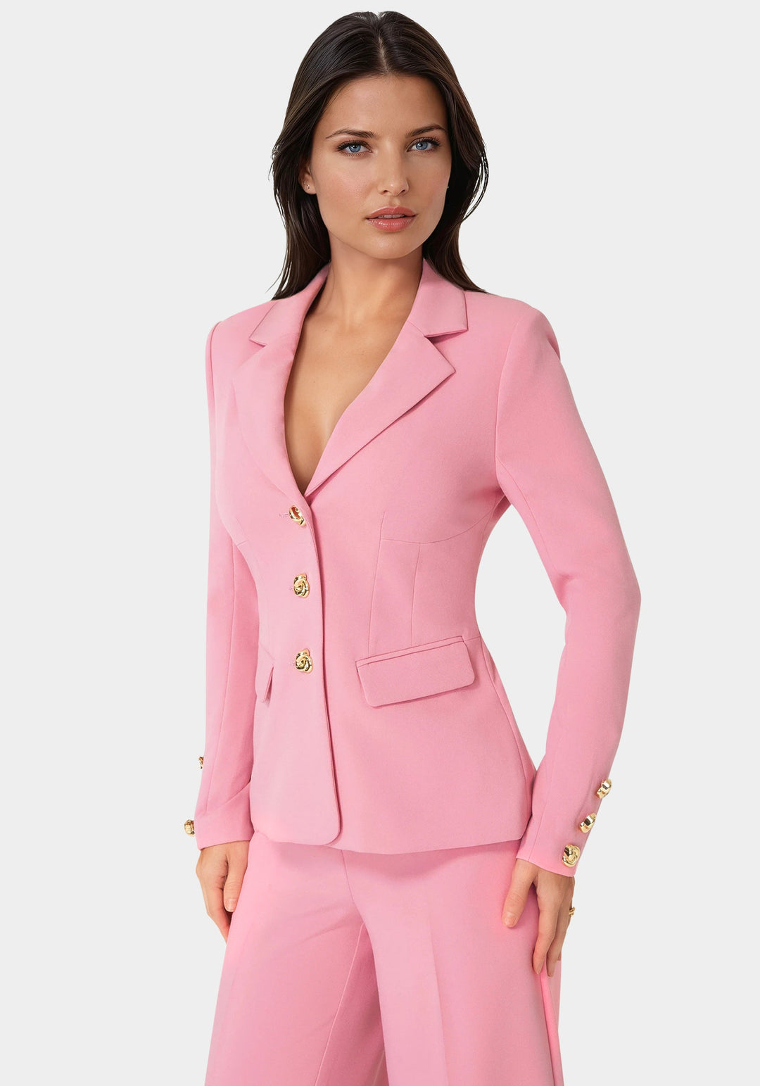 Side View-Tailored Fitted Blazer-Wild Rose