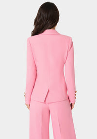Back View-Tailored Fitted Blazer-Wild Rose