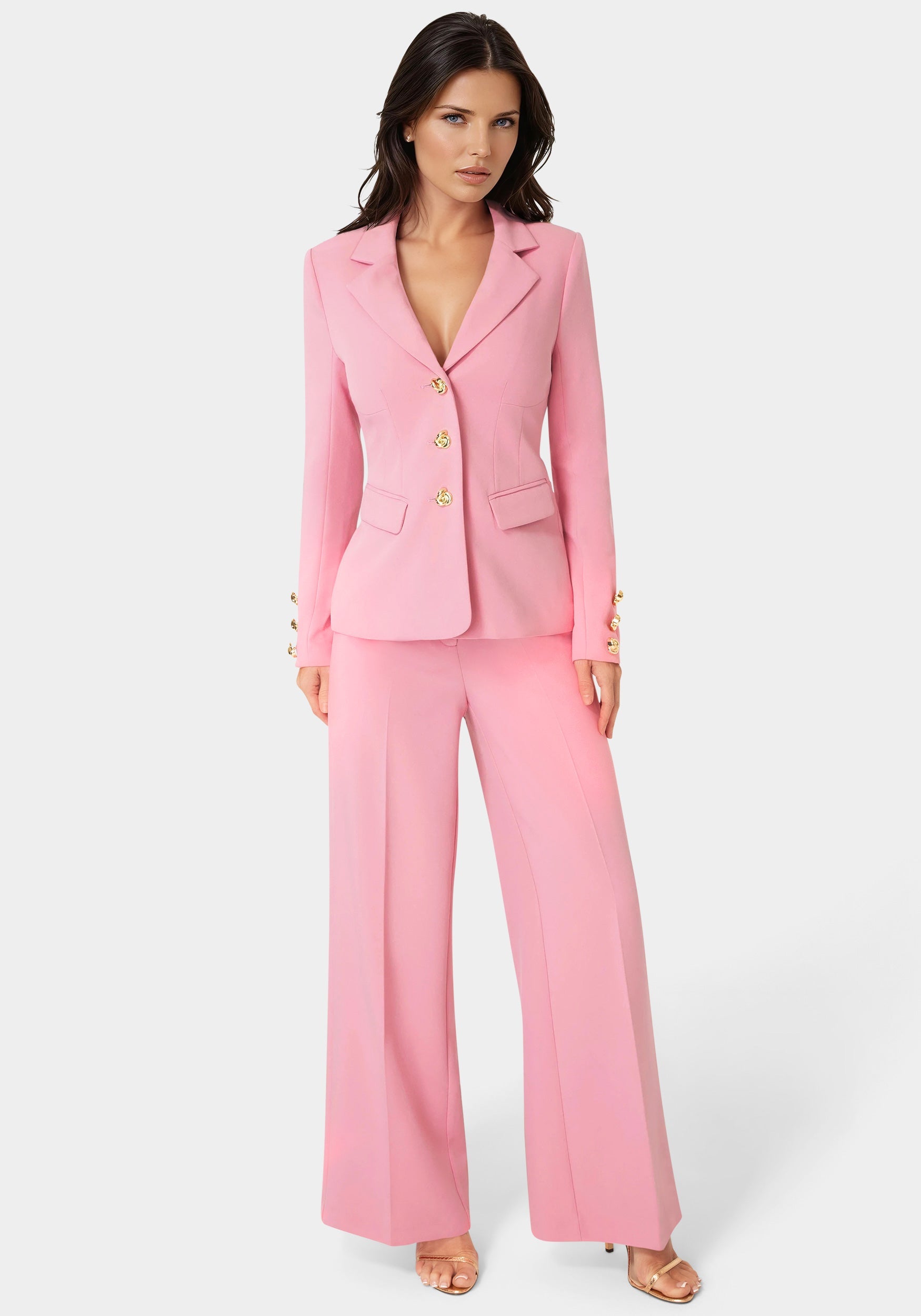 Detail View-Tailored Fitted Blazer-Wild Rose