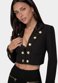 Side View-TAILORED CROPPED BLAZER-BLACK