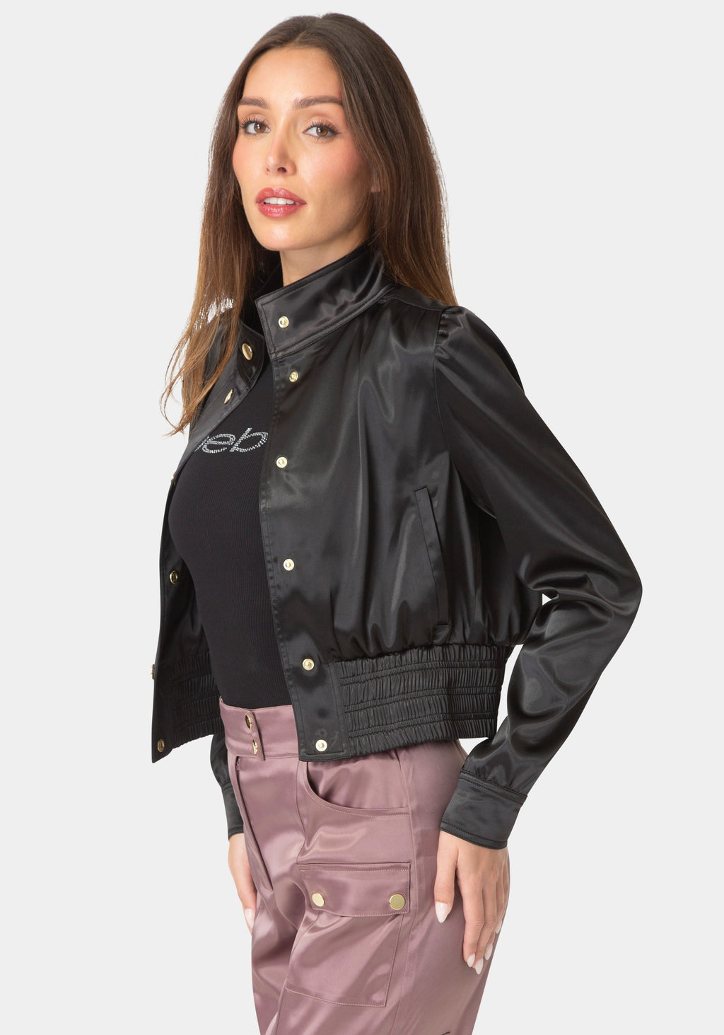 Side View-READY TO GO-OUT BOMBER JACKET-BLACK