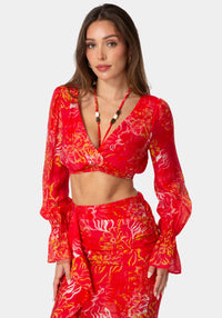Detail View-BEADED BELT FLOWY BLOUSE-ISLABLOOM