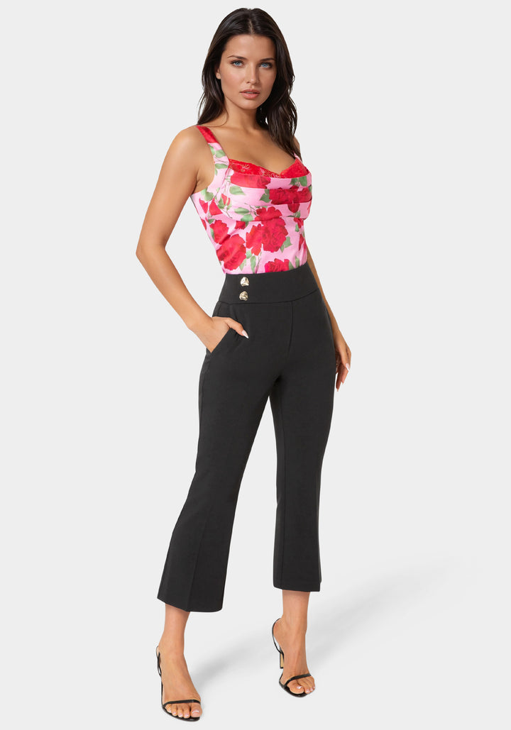 Side View-Natural Waist Cropped Flared Pant-Black