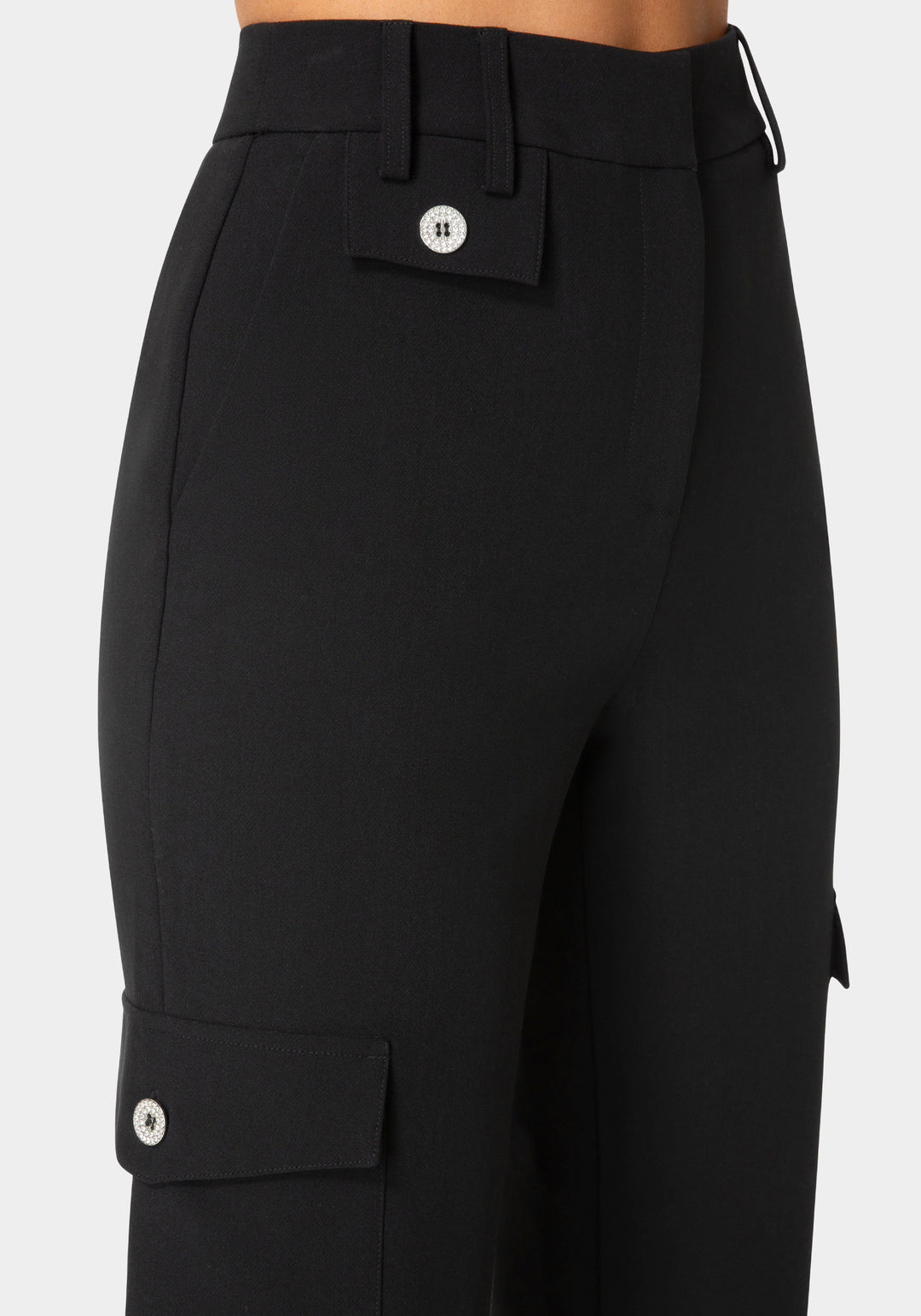 Other View-High Waist Tie Detail Cargo Jogger-Black