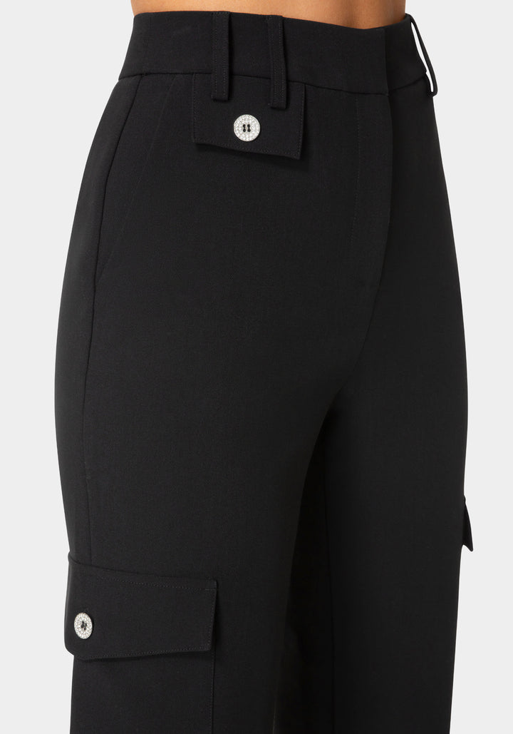 Other View-High Waist Tie Detail Cargo Jogger-Black