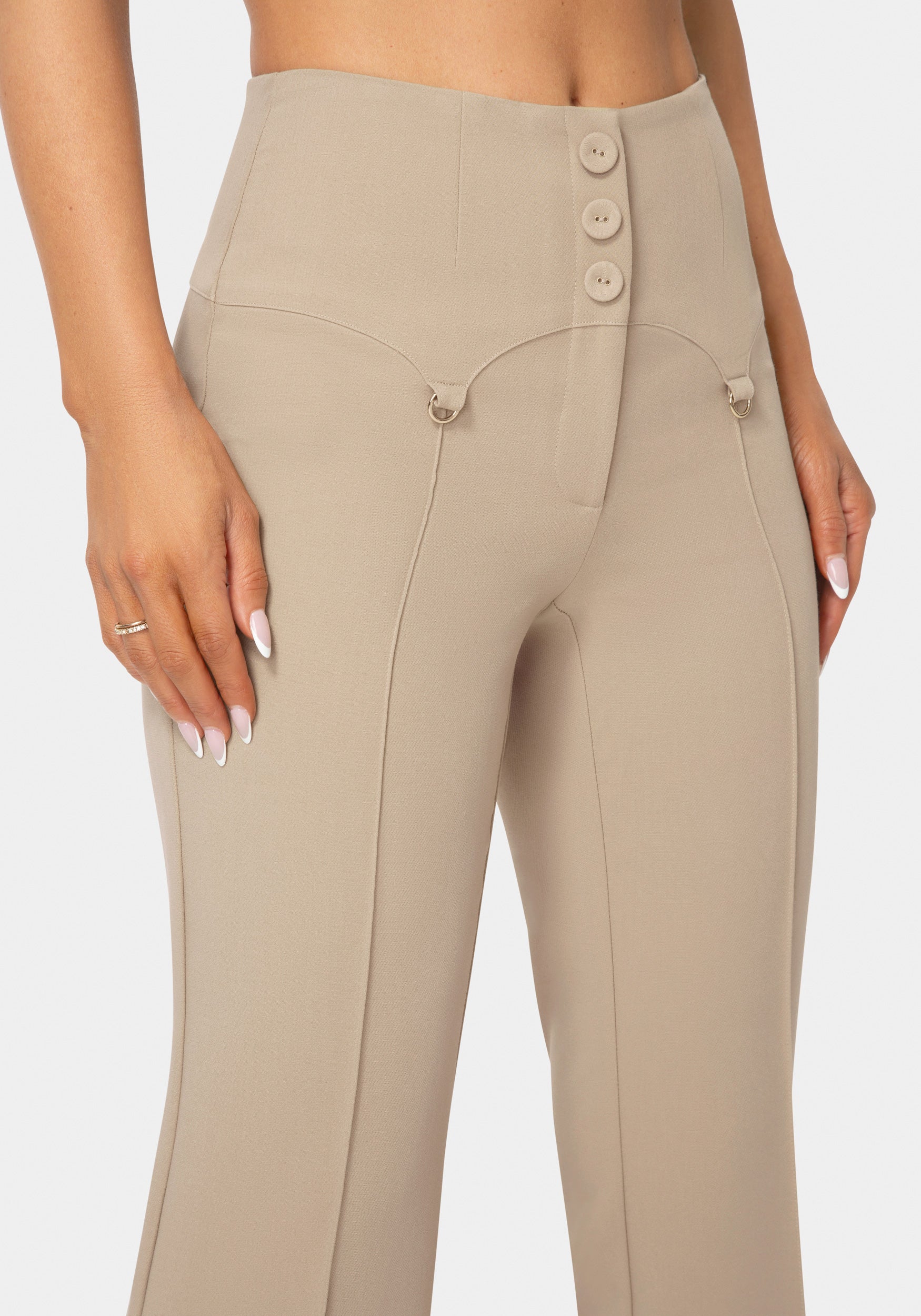 Detail view - High Waist Corset Illusion Straight Leg Pant - Bare Affair