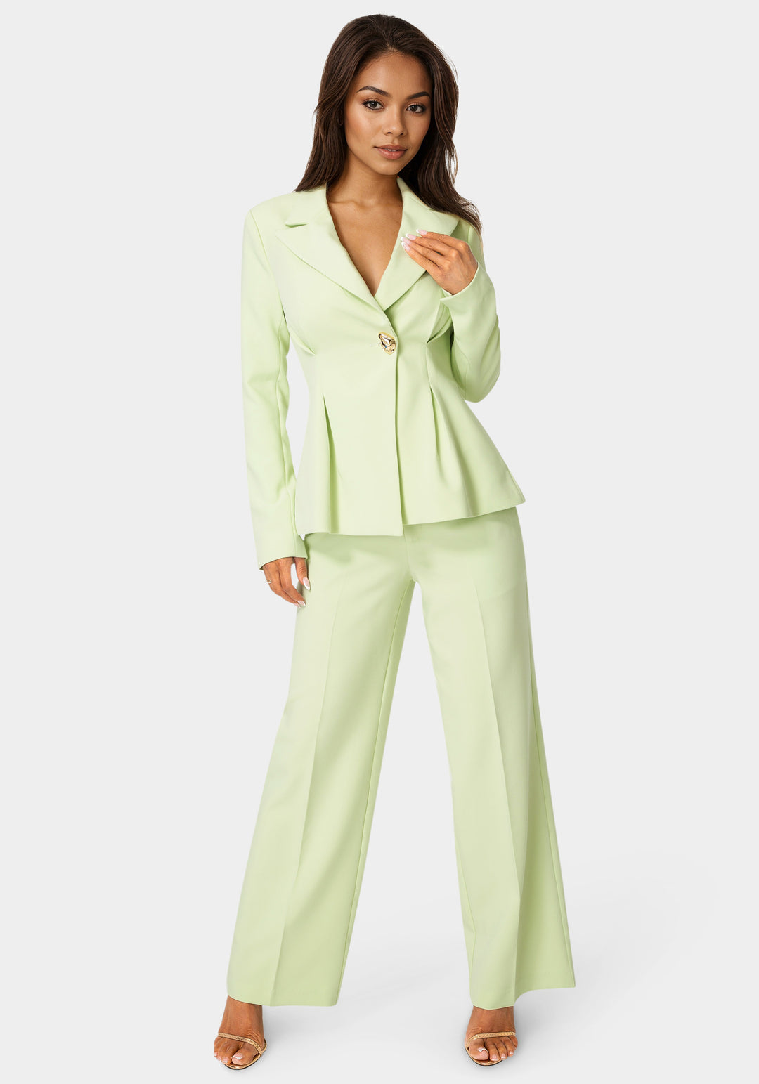 Additional view - High Waist Overlap Wide Leg Pant - Mint To Be