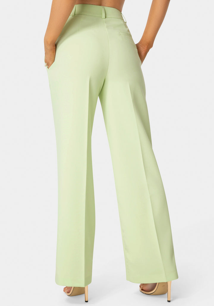 Back view - High Waist Overlap Wide Leg Pant - Mint To Be