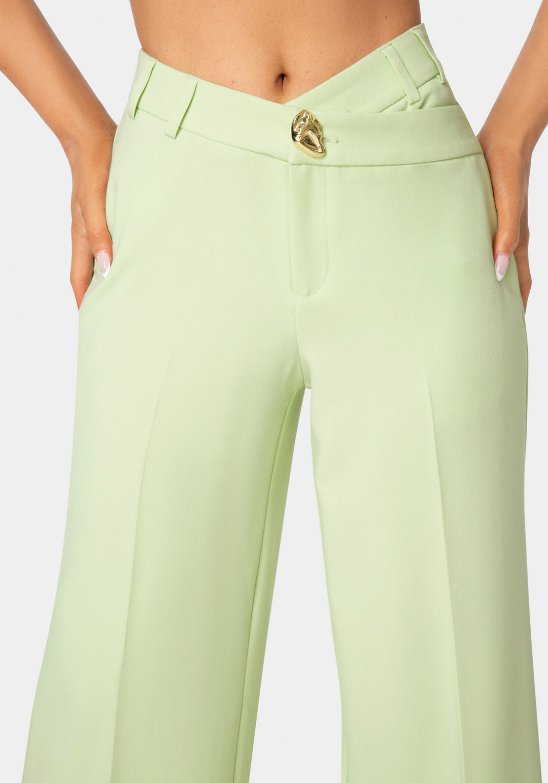 Detail view - High Waist Overlap Wide Leg Pant - Mint To Be