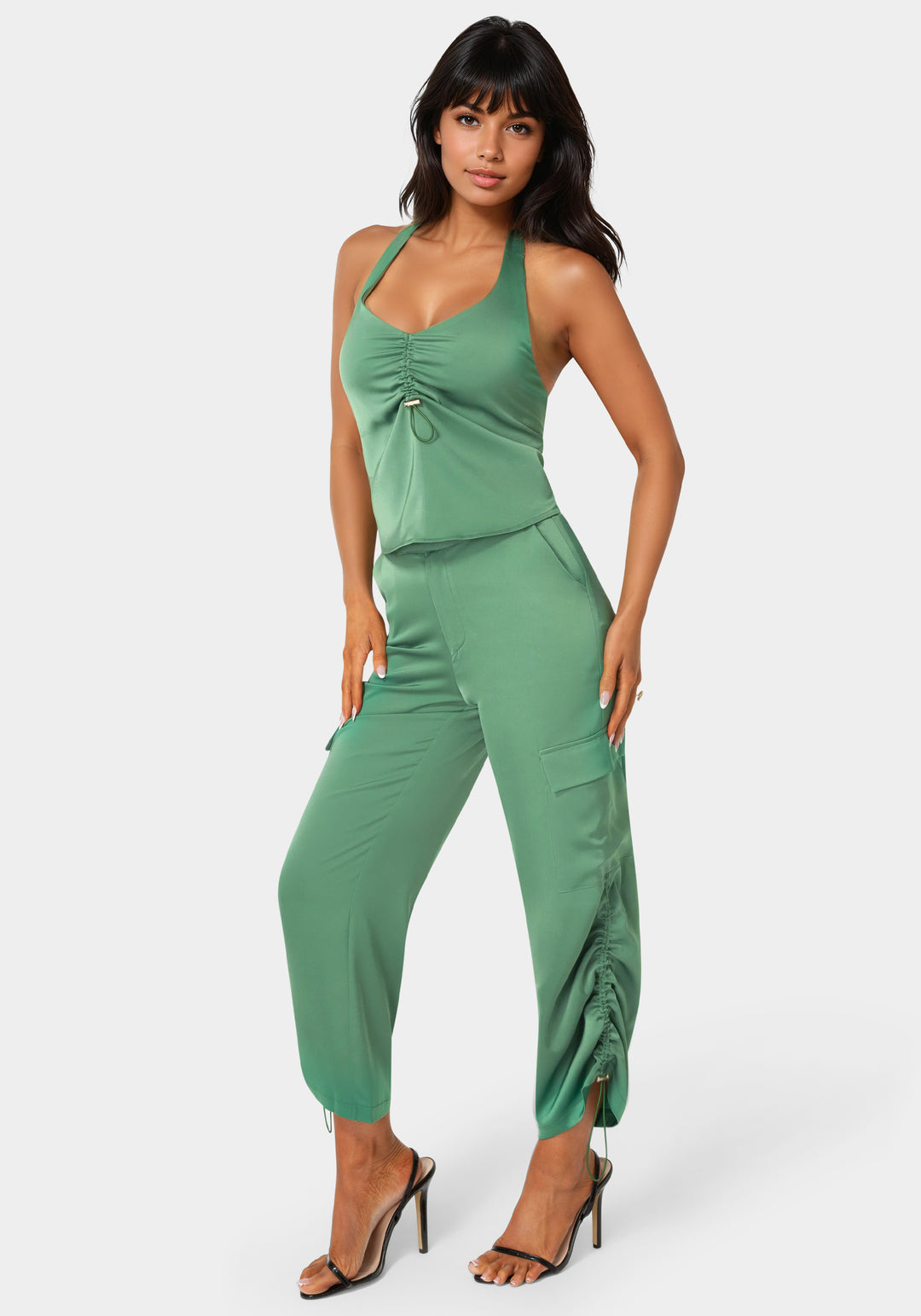 Side view - Cargo Jogger Pant - Matcha Green