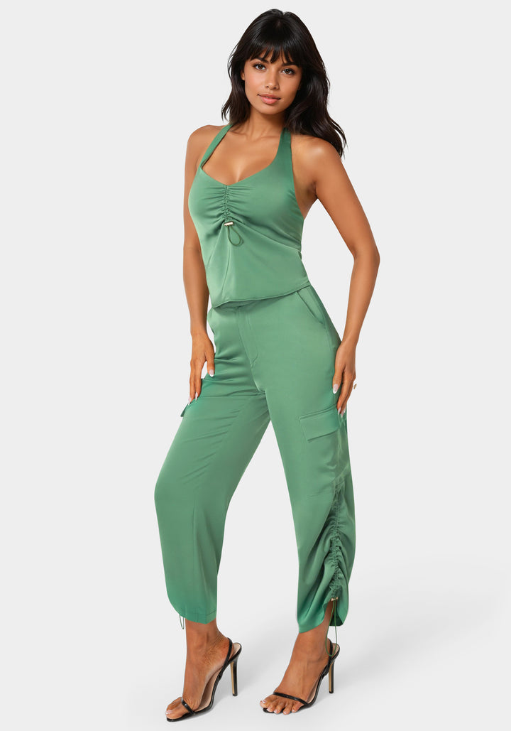 Side view - Cargo Jogger Pant - Matcha Green