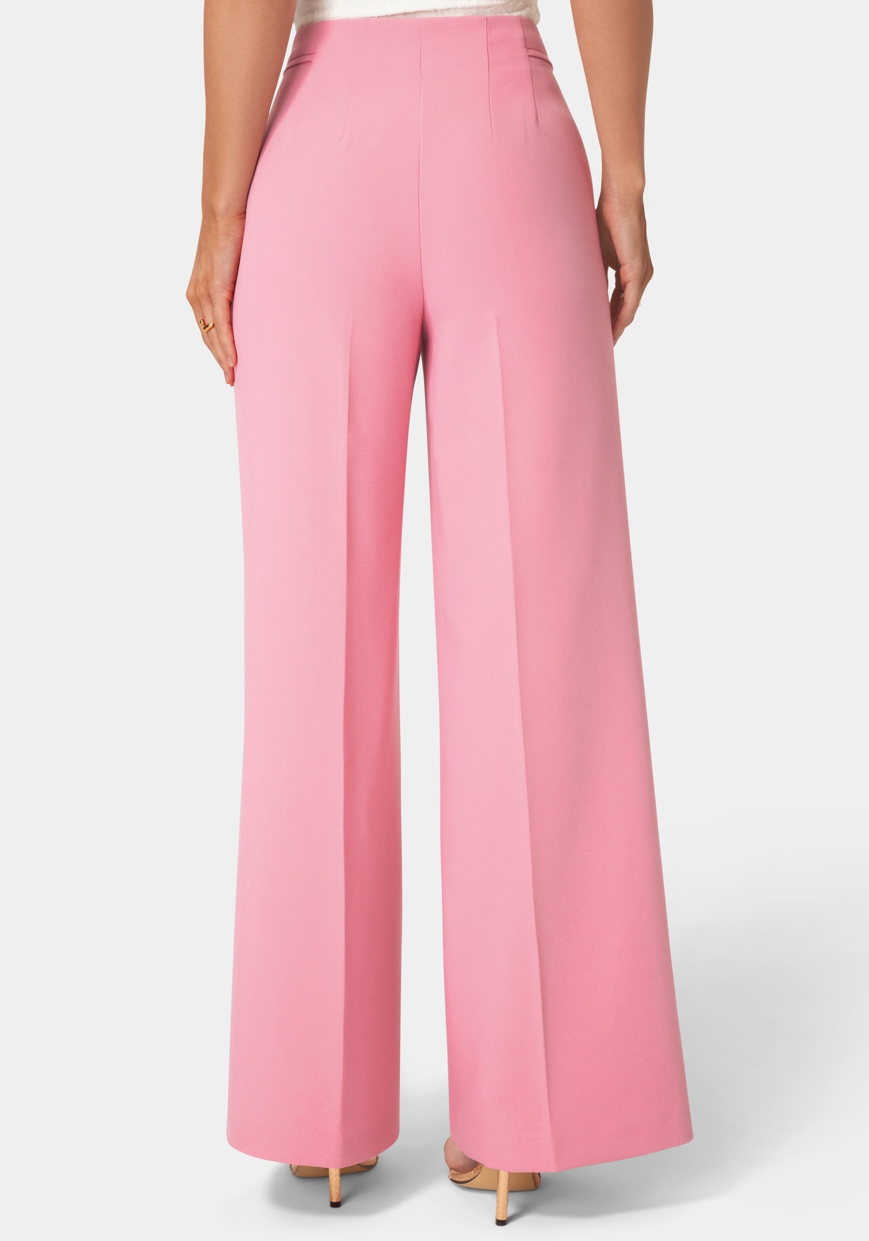 Back View-Tailored Wide Leg Pant-Wild Rose