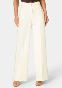 Detail View-Tailored Straight Wide Leg Pant-Butter Cream