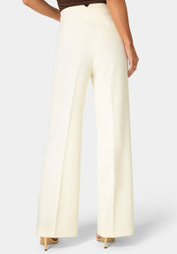 Back View-Tailored Straight Wide Leg Pant-Butter Cream