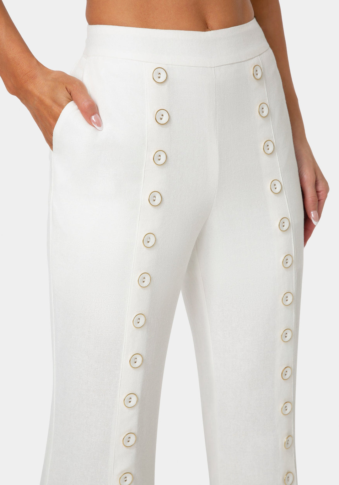 Other View-Linen Mini Flare Leg Pant-WHITE ALYSSUM