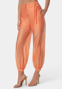 Detail View-Sheer Voile Bubble Pant-PAPAYA PUNCH