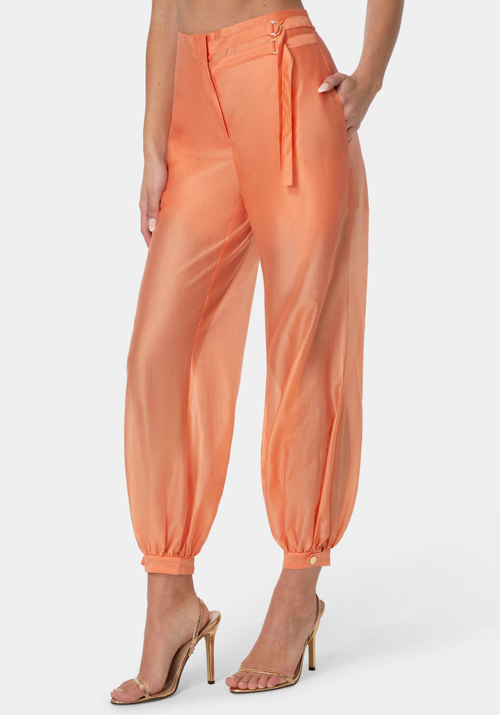 Detail View-Sheer Voile Bubble Pant-PAPAYA PUNCH
