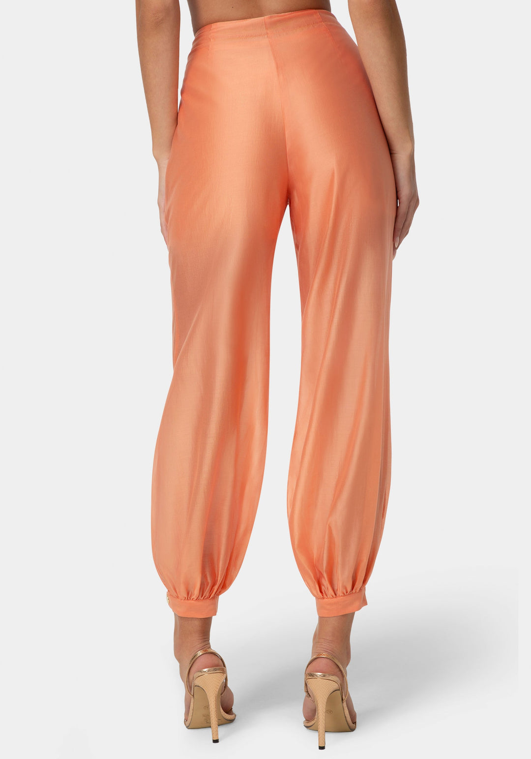 Back View-Sheer Voile Bubble Pant-PAPAYA PUNCH