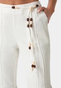 Other View-BELL BOTTOM LINEN PANTS-WHITE ALYSSUM